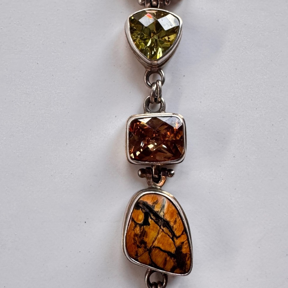 SARDA 925 Sterling Silver Bracelet Bumblebee Jasper Peridot Citrine Artisan Bali